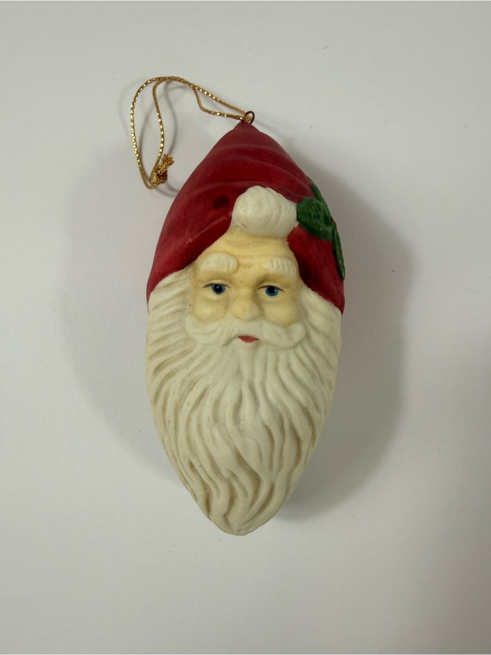 VTG Santa Claus Head Christmas Ornament Ceramic/Porcelain Holiday Decor